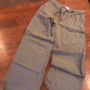 Linen sage green beachy pants